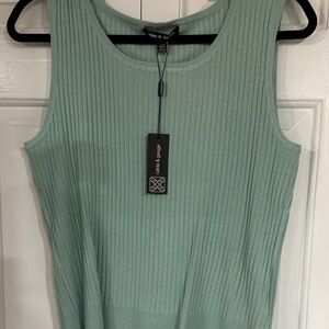 Cable & Gauge Light Green Ribbed Tank Top
